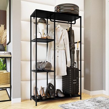 Cuier cu rafturi pentru hol CARLO 167x90 cm negru