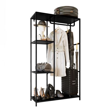 Cuier cu rafturi pentru hol CARLO 167x90 cm negru