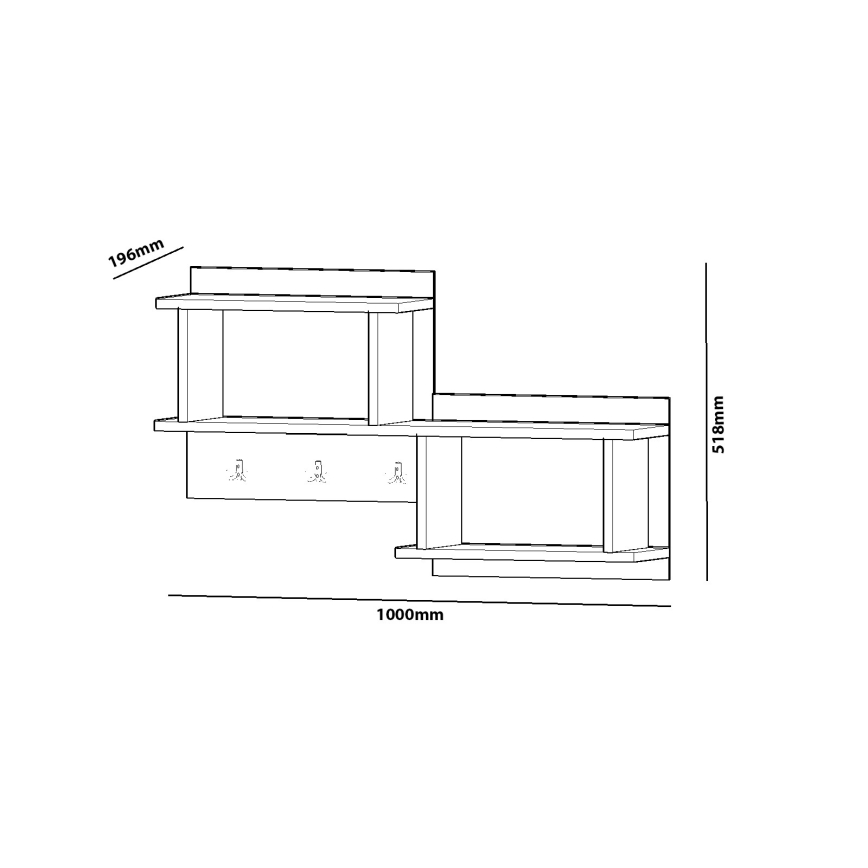 Cuier de perete cu raft NIZZA 51,8x100 cm alb