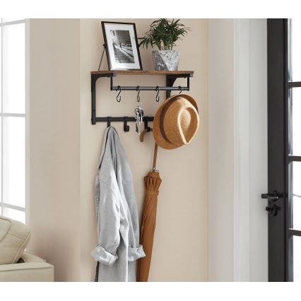 Cuier de perete NATE cu poliță, maro/negru