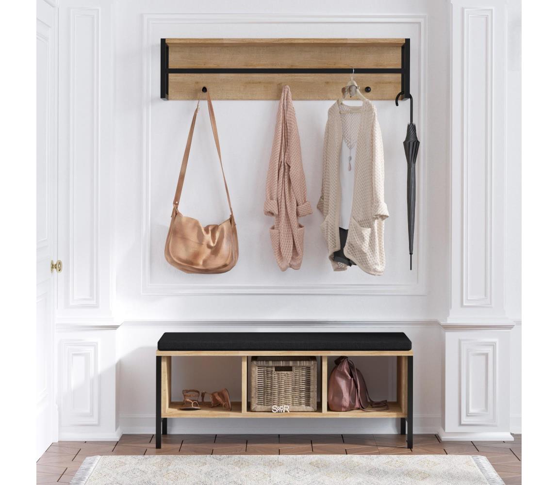 Cuier de perete SHANA 24x100 cm + pantofar 43x100 cm maro/negru