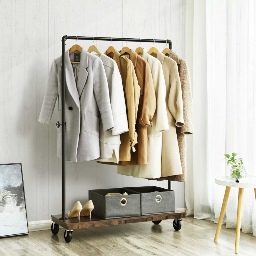 Cuier de podea mobil LINEA, maro/negru