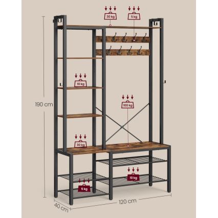 Cuier de podea NAVOR maro/negru