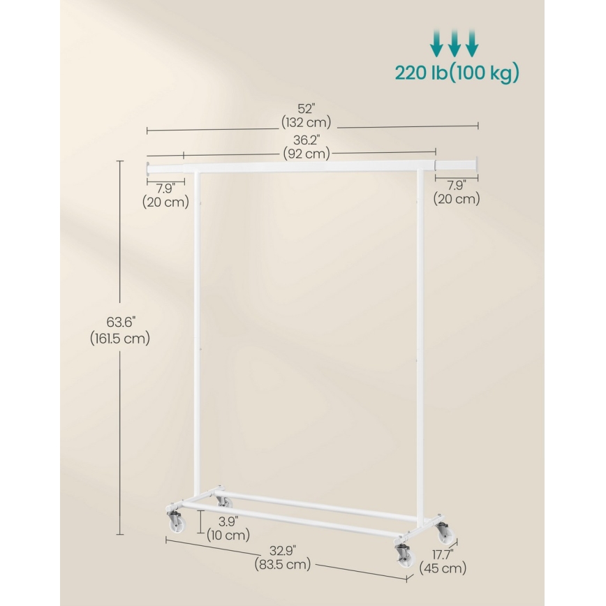 Cuier mobil de podea LINEA, alb