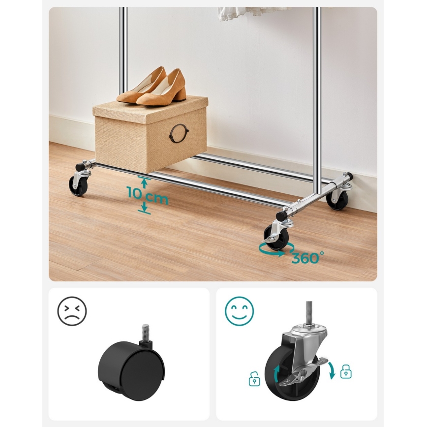 Cuier mobil de podea LINEA, argintiu