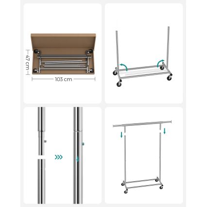 Cuier mobil de podea LINEA, argintiu