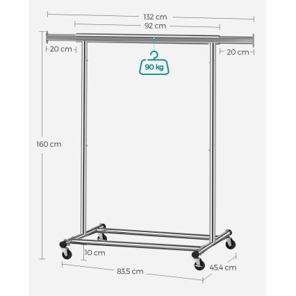 Cuier mobil de podea LINEA, argintiu