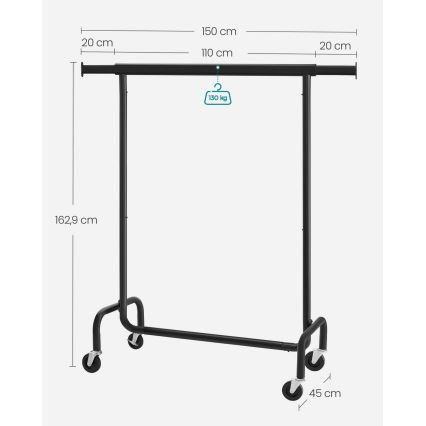 Cuier mobil de podea LINEA, negru