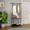 Cuier mobil metalic cu rafturi OLAZEN 157x85 cm negru