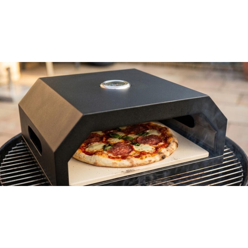 Cuptor pentru pizza cu termometru, 40x34,5x16 cm, negru