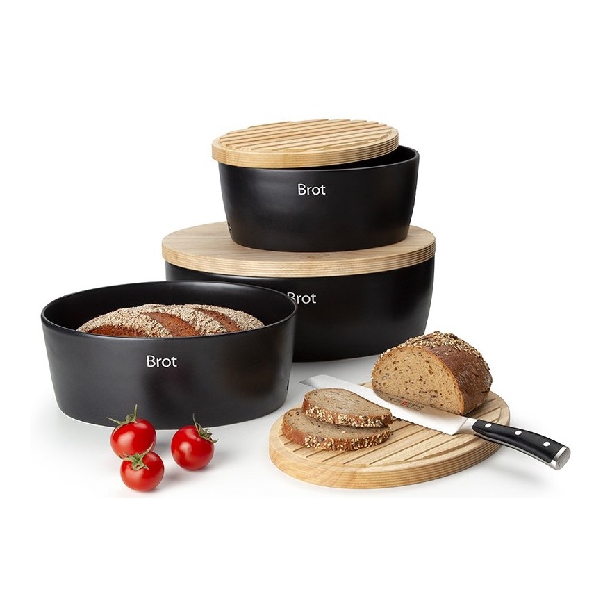 Cutie de pâine 13,5x30 cm neagră/bej Continenta C3730