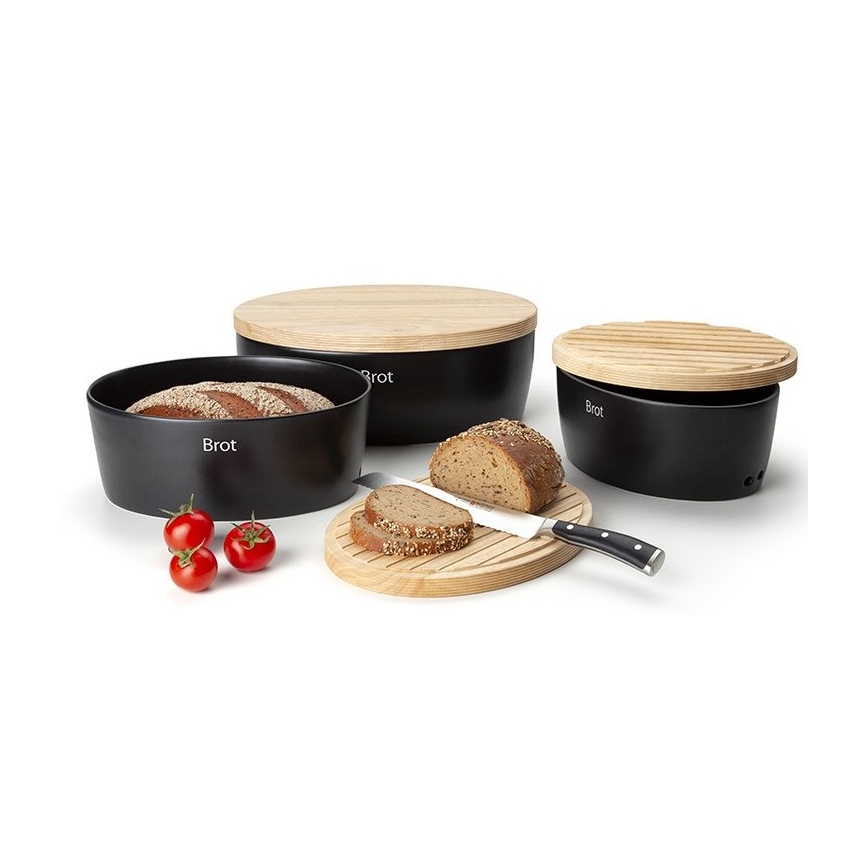 Cutie de pâine 13,5x30 cm neagră/bej Continenta C3730