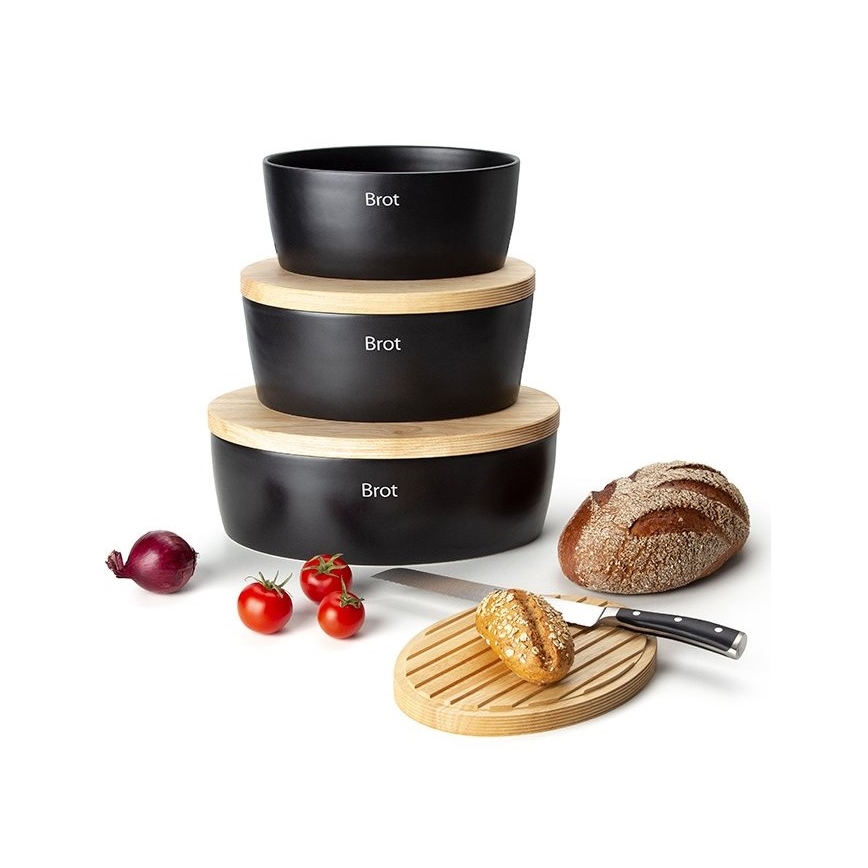 Cutie de pâine 13,5x30 cm neagră/bej Continenta C3730