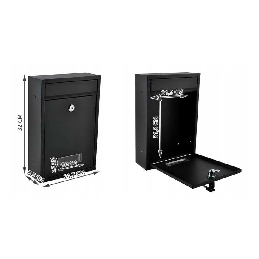 Cutie poștală neagră 21,7x32 cm