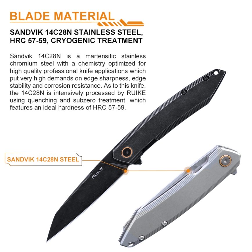 Cuțit compact pliabil Ruike RUP831SSB 19,5 cm negru