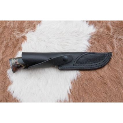 Cuțit de vânătoare din damasc, 14 cm, culoare castaniu