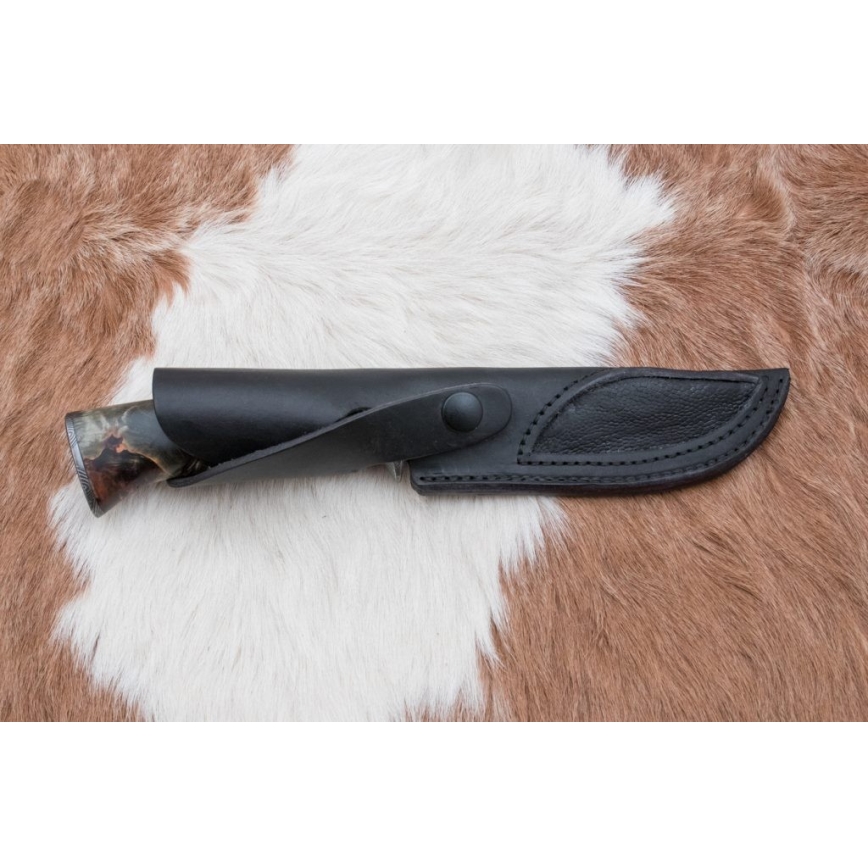 Cuțit de vânătoare din damasc, 14 cm, culoare castaniu