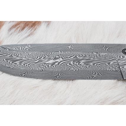 Cuțit de vânătoare din damasc, 14 cm, culoare castaniu