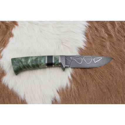 Cuțit de vânătoare din oțel de Damasc 11,6 cm arțar/abanos