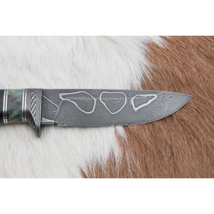 Cuțit de vânătoare din oțel de Damasc 11,6 cm arțar/abanos