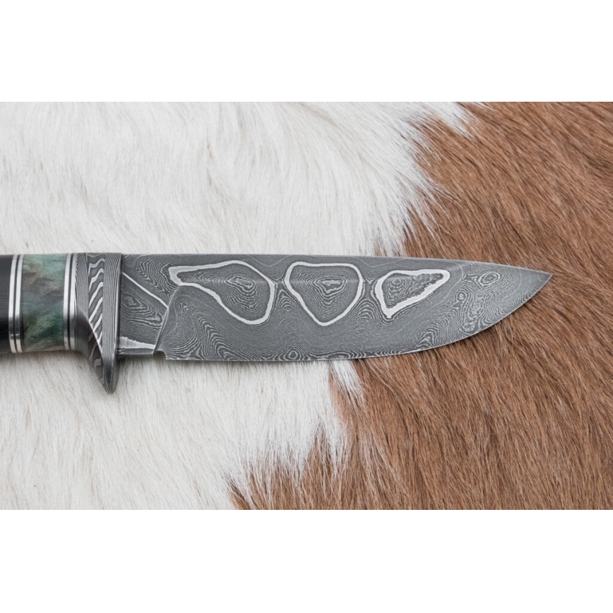 Cuțit de vânătoare din oțel de Damasc 11,6 cm arțar/abanos