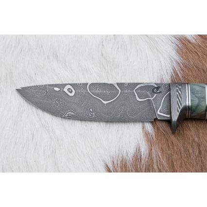 Cuțit de vânătoare din oțel de Damasc 11,6 cm arțar/abanos