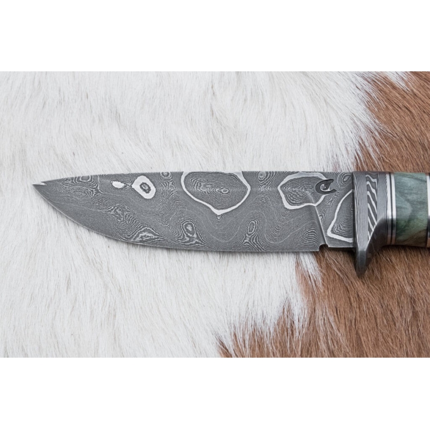 Cuțit de vânătoare din oțel de Damasc 11,6 cm arțar/abanos