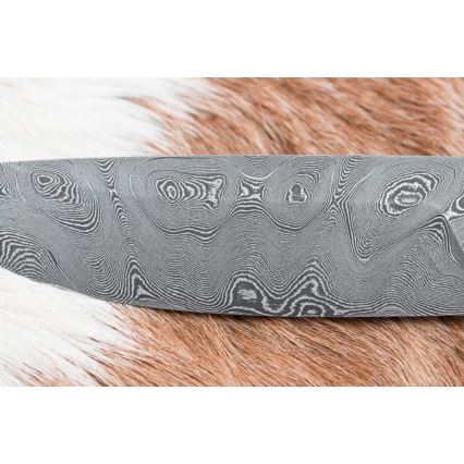 Cuțit de vânătoare din oțel de Damasc 11,8 cm nuc/corn de cerb