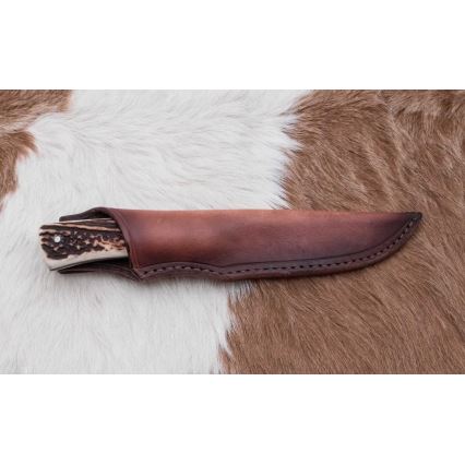 Cuțit de vânătoare din oțel de Damasc 11 cm corn de cerb