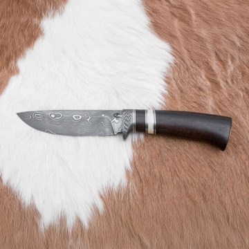 Cuțit de vânătoare din oțel de Damasc 12,7 cm ziricot/os de bivol