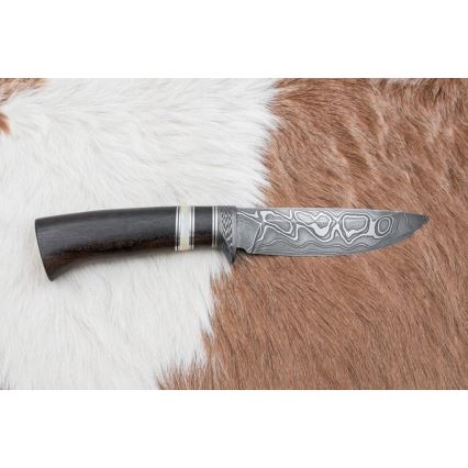 Cuțit de vânătoare din oțel de Damasc 12,7 cm ziricot/os de bivol
