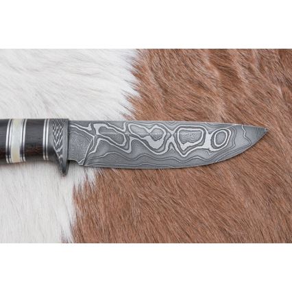 Cuțit de vânătoare din oțel de Damasc 12,7 cm ziricot/os de bivol