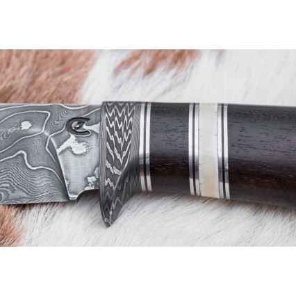 Cuțit de vânătoare din oțel de Damasc 12,7 cm ziricot/os de bivol