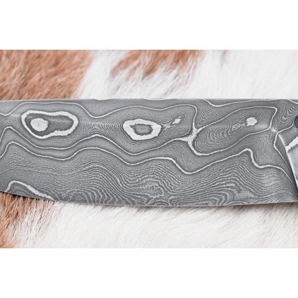 Cuțit de vânătoare din oțel de Damasc 12,7 cm ziricot/os de bivol