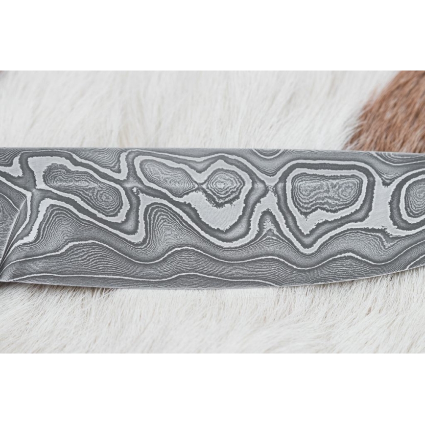 Cuțit de vânătoare din oțel de Damasc 12,7 cm ziricot/os de bivol