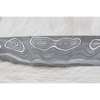 Cuțit de vânătoare din oțel de Damasc 13,8 cm lemn de esență tare/os de bivol