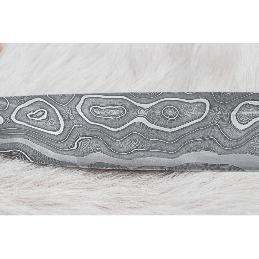 Cuțit de vânătoare din oțel de Damasc 13,8 cm lemn de esență tare/os de bivol