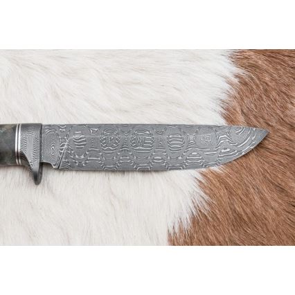 Cuțit de vânătoare din oțel de Damasc 14,5 cm arin/serpentin