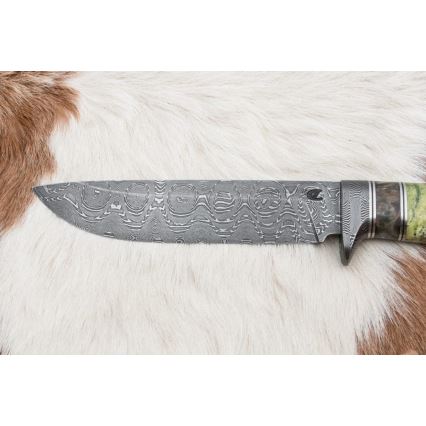 Cuțit de vânătoare din oțel de Damasc 14,5 cm arin/serpentin