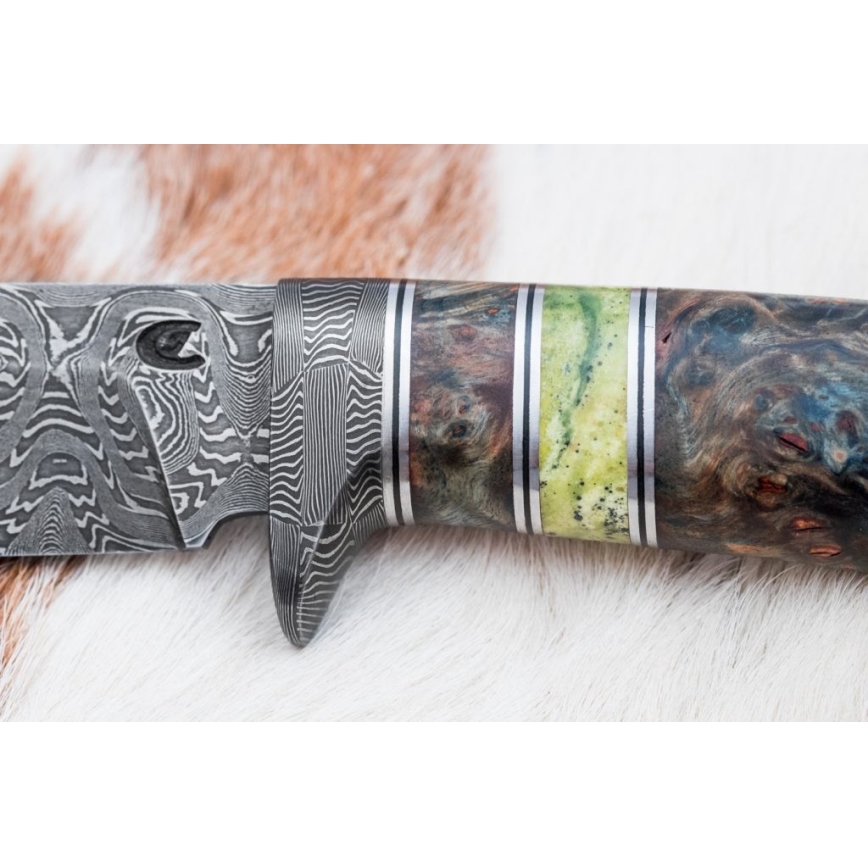 Cuțit de vânătoare din oțel de Damasc 14,5 cm arin/serpentin