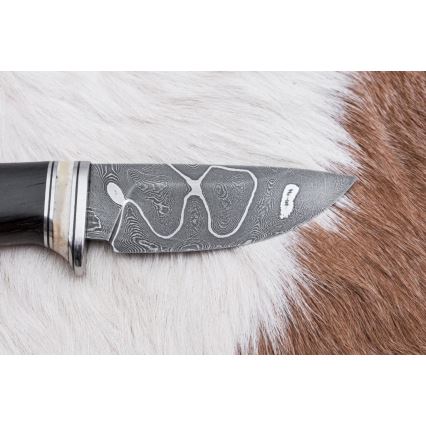 Cuțit exclusivist din damasc, 8,6 cm, mânere din stejar și os de cămilă