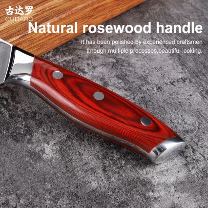 Gudaro - Cuțit pentru pâine KENSHO 8, din oțel damasc cu 67 de straturi, lungime 20 cm