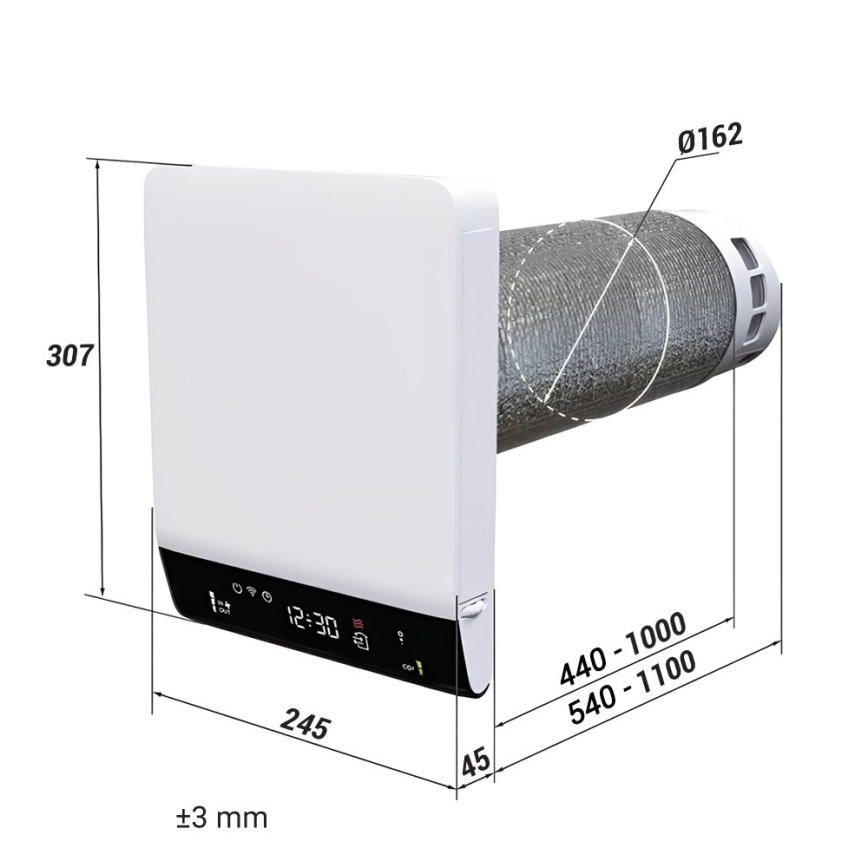Dalap 25B160 - Recuperator de căldură local pentru cameră BRISE 160 22W/230V Wi-Fi + telecomandă