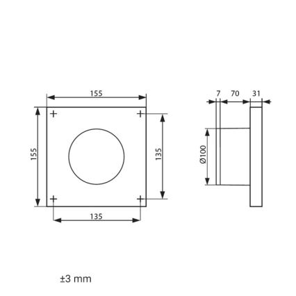 Dalap 41095ZW - Ventilator axial cu temporizator și senzor de umiditate 100 DARK ZW 8,4W/230V