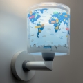 Dalber 40679 - Lampă de perete pentru copii WORLD, 1xE27/15W/230V, albastră