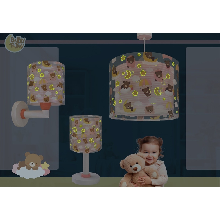 Dalber 41572S - Lustră pentru copii BABY TEDDY 1xE27/15W/230V roz