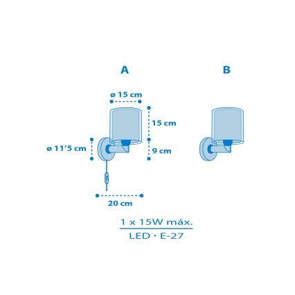 Dalber 41579T - Lampă de perete pentru copii BABY TEDDY, 1xE27/15W/230V, albastră