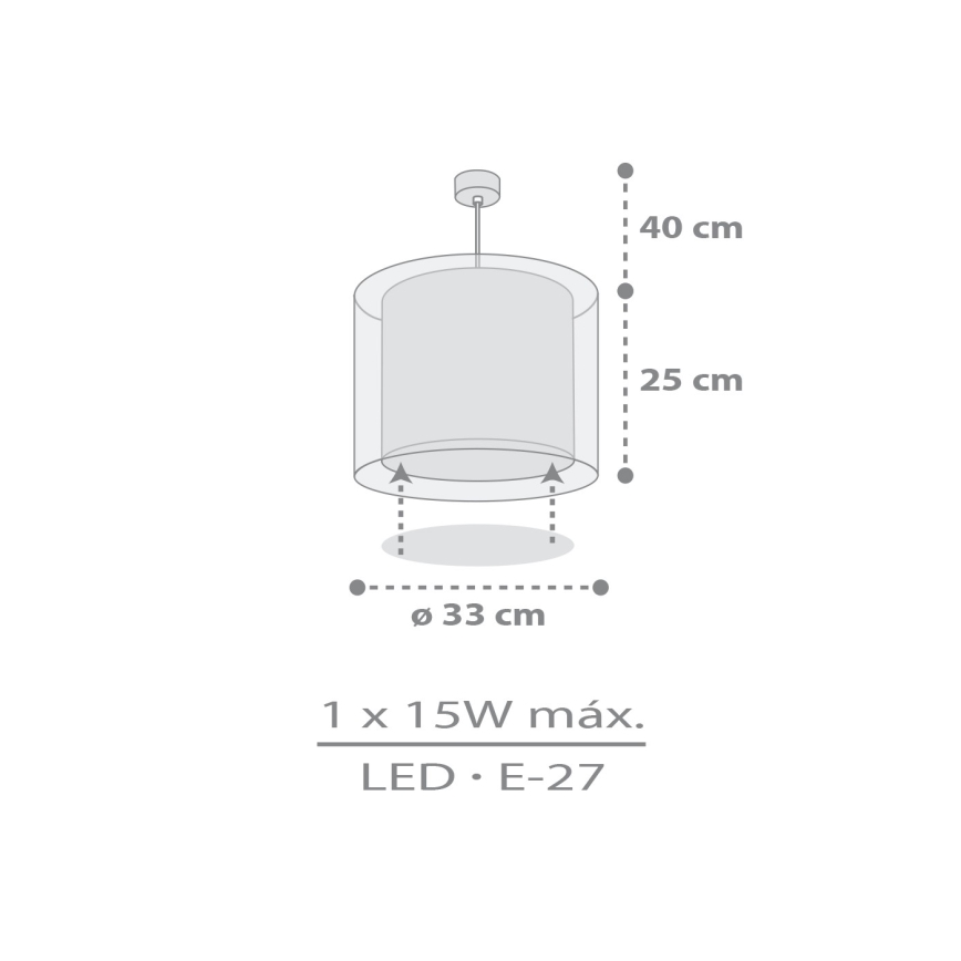 Dalber 41762E - Lustră pentru copii KAWAII FRIENDS 1xE27/15W/230V gri