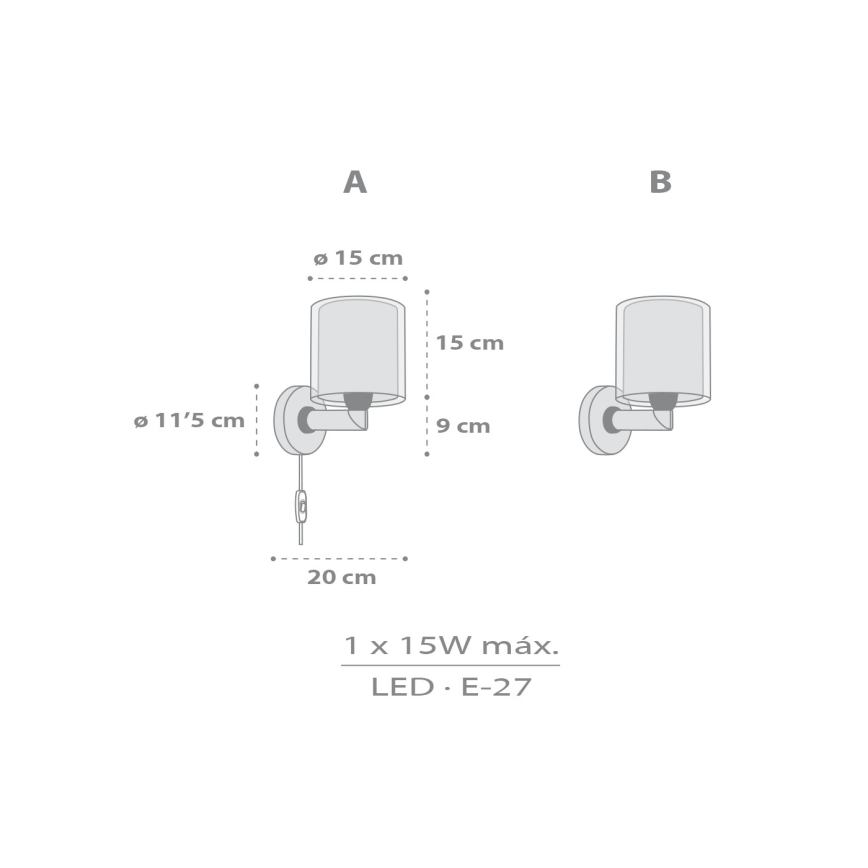 Dalber 41769E - Aplica de perete pentru copii KAWAII FRIENDS 1xE27/15W/230V gri