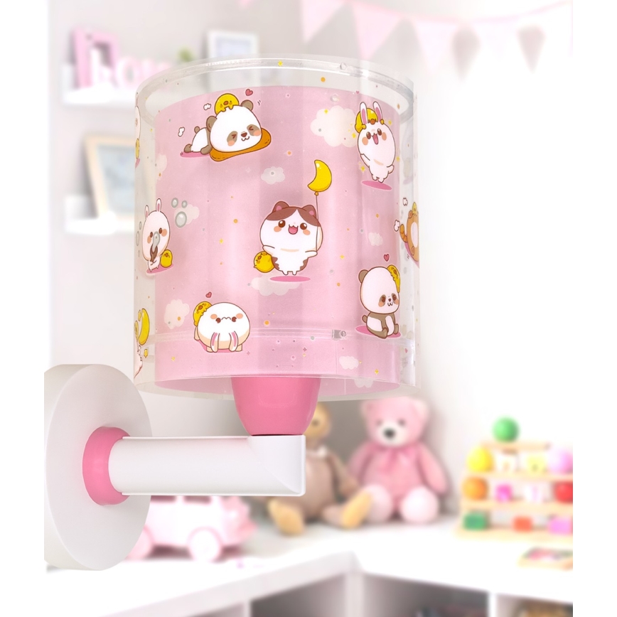 Dalber 41769S - Lampă de perete pentru copii KAWAII FRIENDS, 1xE27/15W/230V, roz